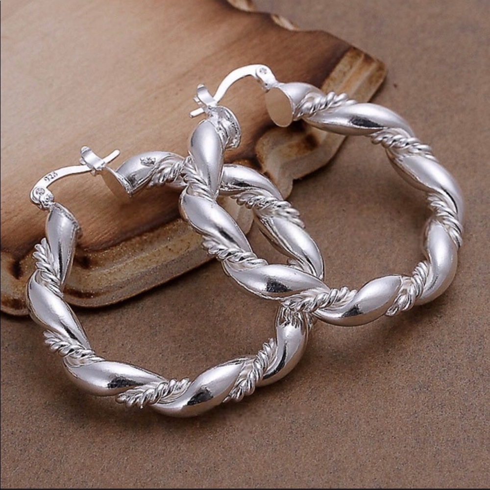 Beautiful Sterling Silver Plated Earrings Hoops